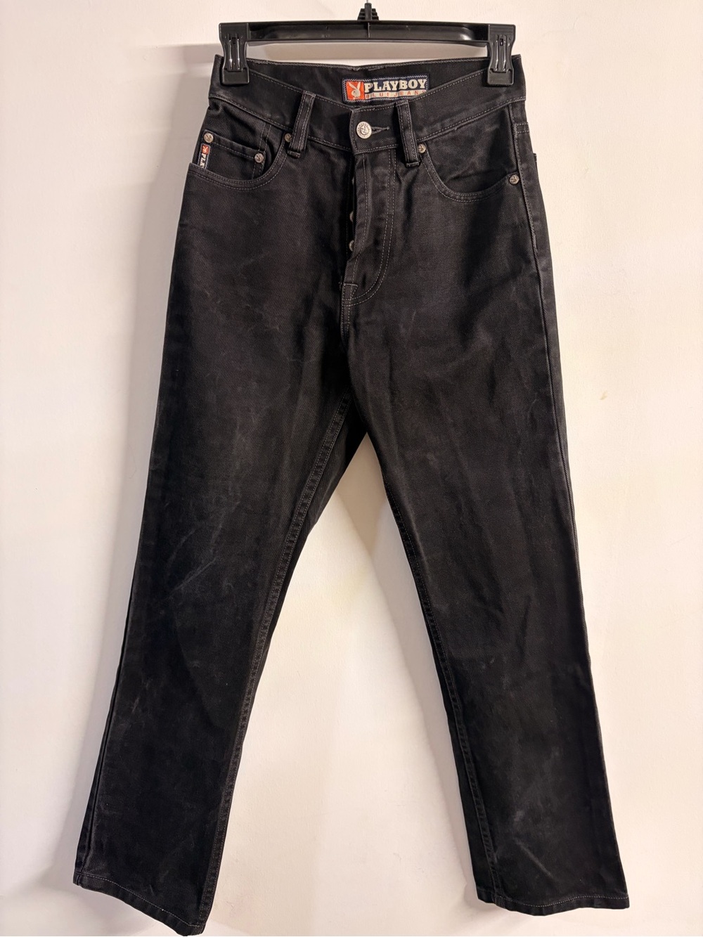 PLAYBOY Women’s Distressed Black Straight-Leg Jeans
